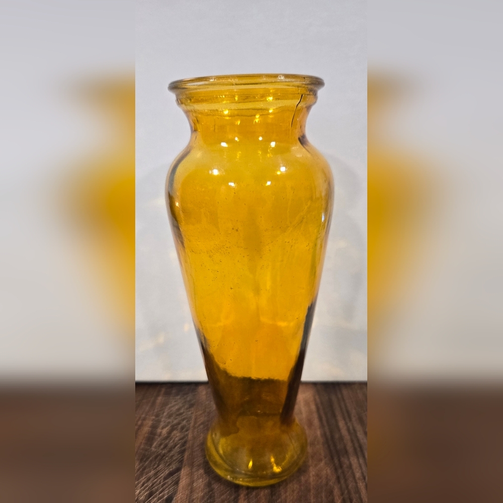 Amber Glass Flower Vase Vintage Tabletop Decor 8x3 Inches Medium Jar
